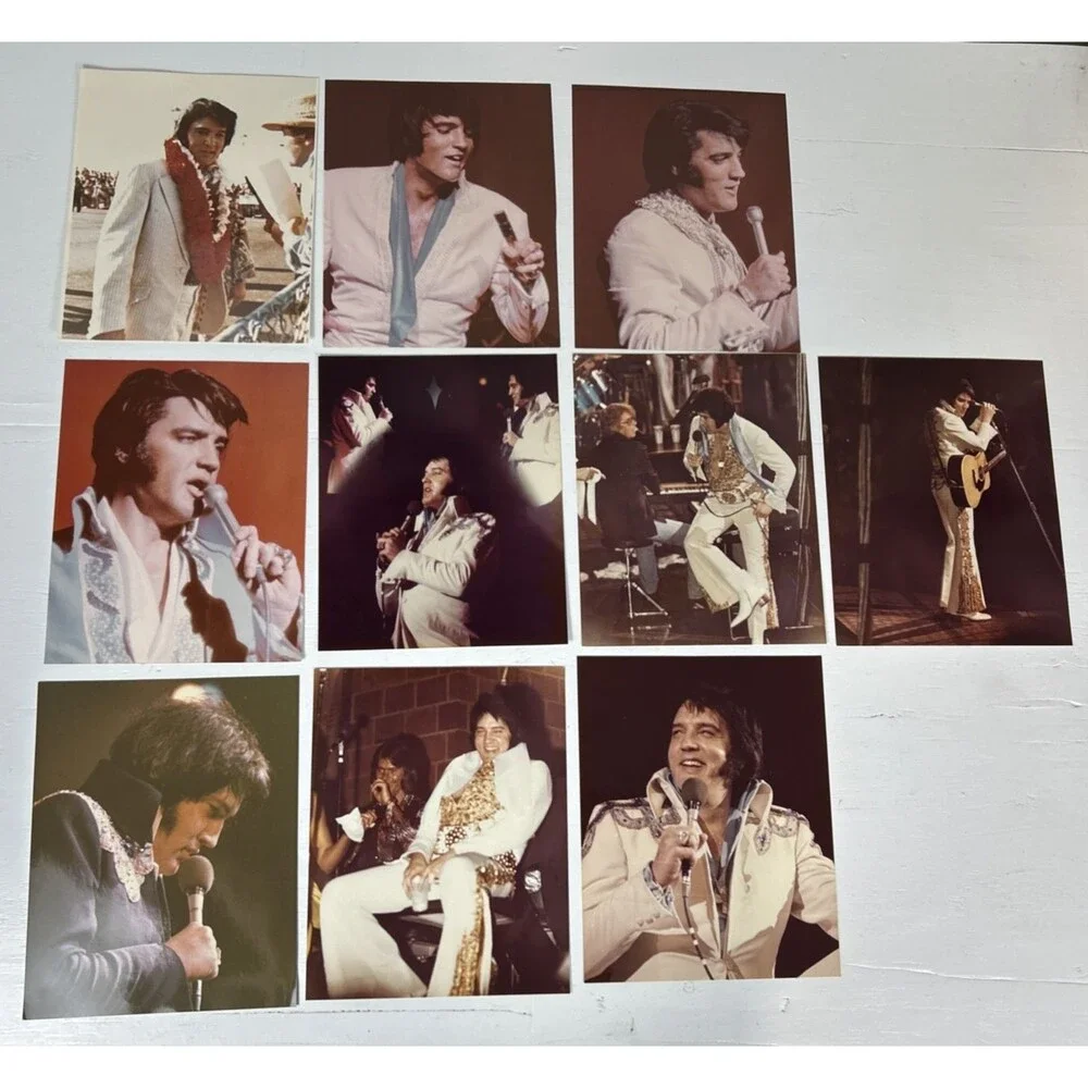 Vintage Elvis Presley Photo Lot of 10 Color Concert Photos 1970s Kodak Paper